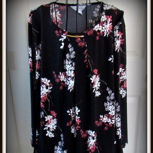 Beautiful Floral Liz Claiborne Womens Crew Neck 3/4 Sleeve XL Blouse